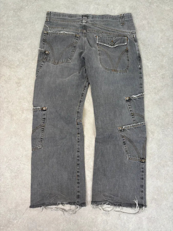 AW2004 Dolce & Gabbana Cargo Asymmetrical Denim Jeans HBMQheB 5