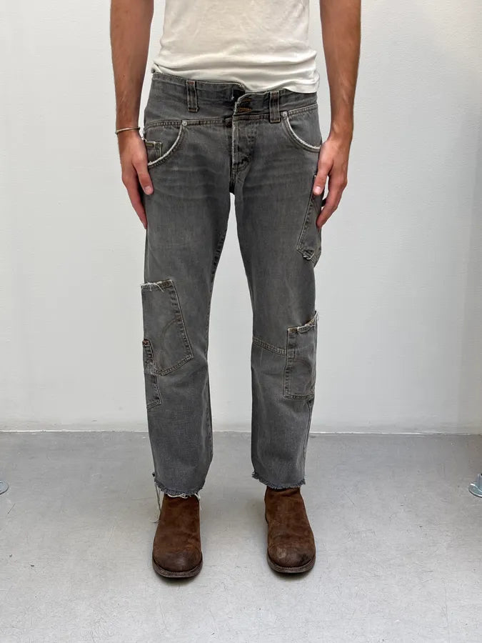 AW2004 Dolce & Gabbana Cargo Asymmetrical Denim Jeans HBMQheB 1