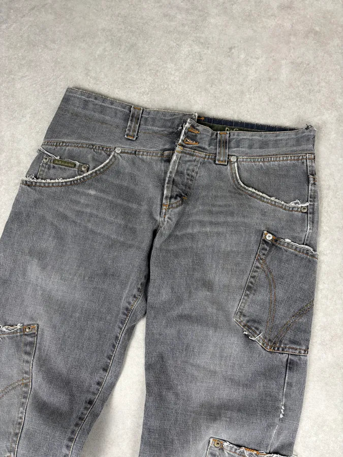 AW2004 Dolce & Gabbana Cargo Asymmetrical Denim Jeans HBMQheB 4