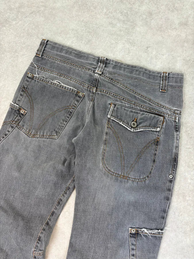 AW2004 Dolce & Gabbana Cargo Asymmetrical Denim Jeans HBMQheB 6
