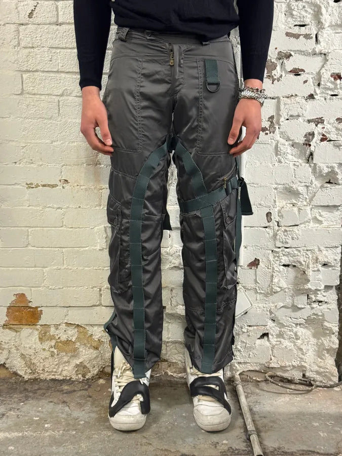 AW2003 Dolce & Gabbana Grey Nylon Bondage Cargo Pants qEwOyHM 2