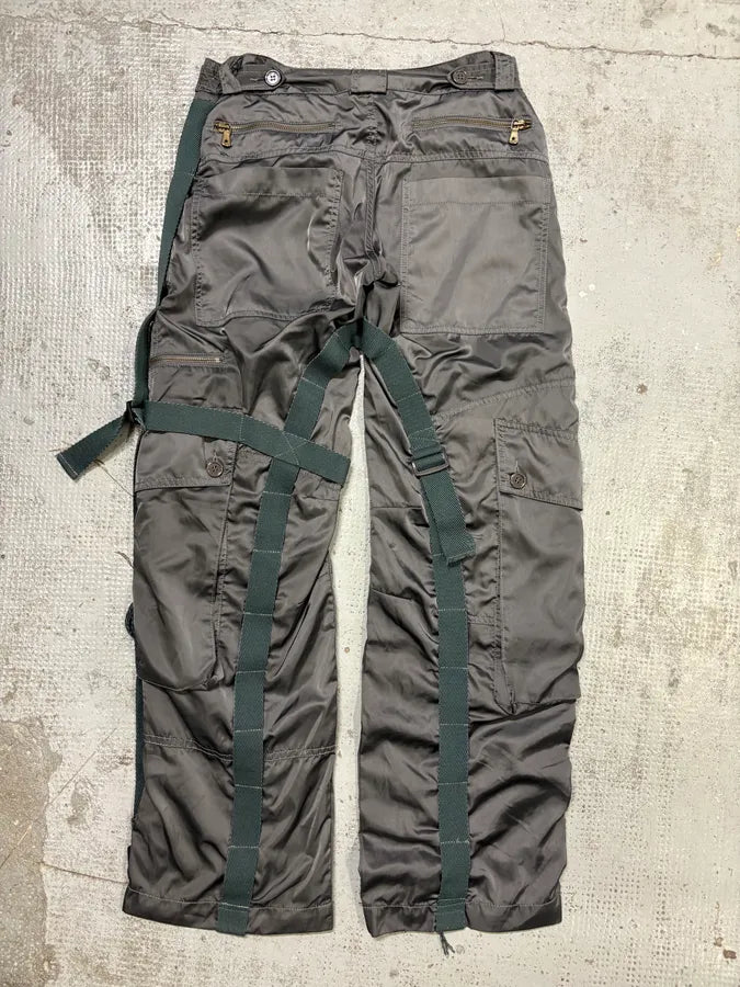 AW2003 Dolce & Gabbana Grey Nylon Bondage Cargo Pants qEwOyHM 1