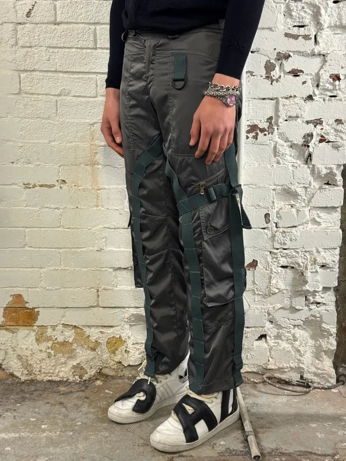 AW2003 Dolce & Gabbana Grey Nylon Bondage Cargo Pants qEwOyHM 3