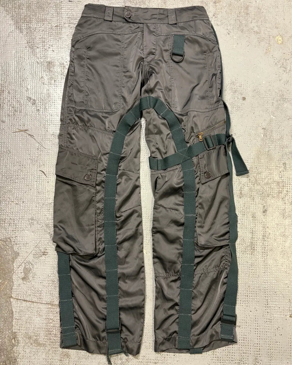 AW2003 Dolce & Gabbana Grey Nylon Bondage Cargo Pants qEwOyHM 0