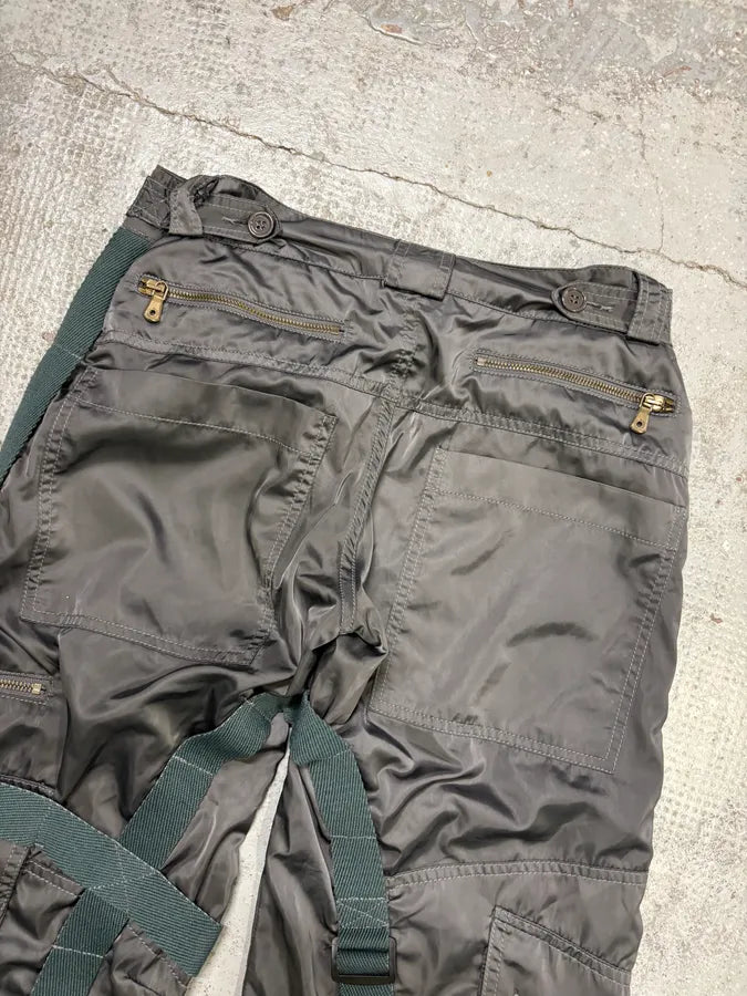 AW2003 Dolce & Gabbana Grey Nylon Bondage Cargo Pants qEwOyHM 7