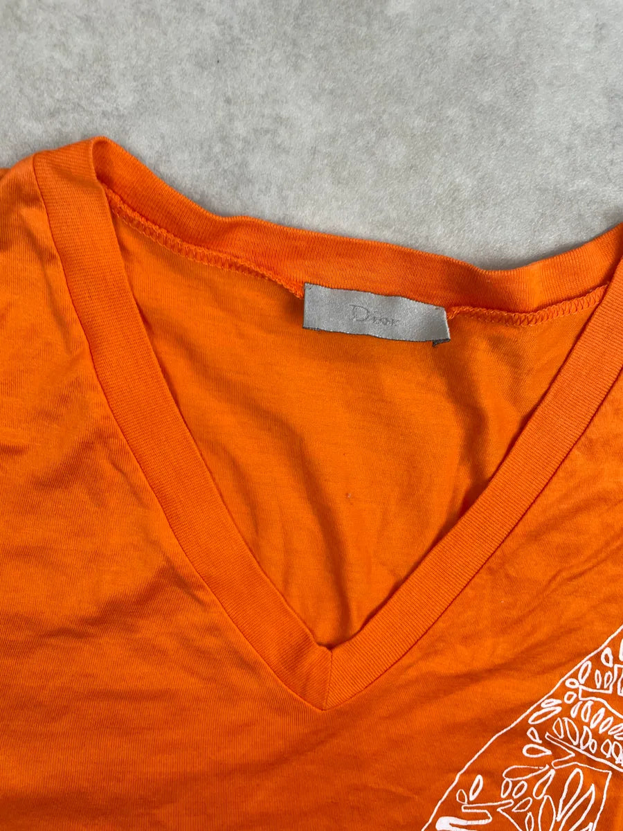 SS2009 Dior Orange V Necj Abstract Leaf T-Shirt by Kris Van Assche DcBdSHe 3
