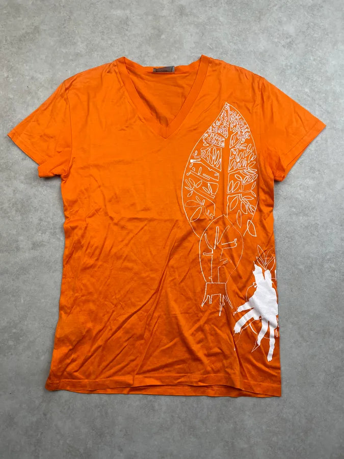 SS2009 Dior Orange V Necj Abstract Leaf T-Shirt by Kris Van Assche DcBdSHe 2