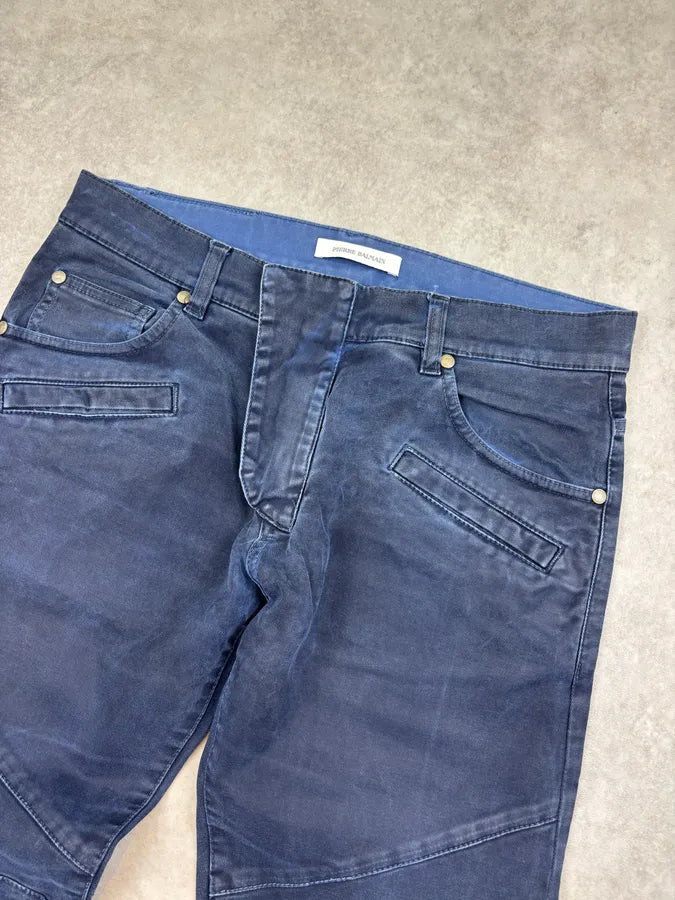 SS2013 Pierre Balmain Biker Navy Denim Jeans vtezWcg 4