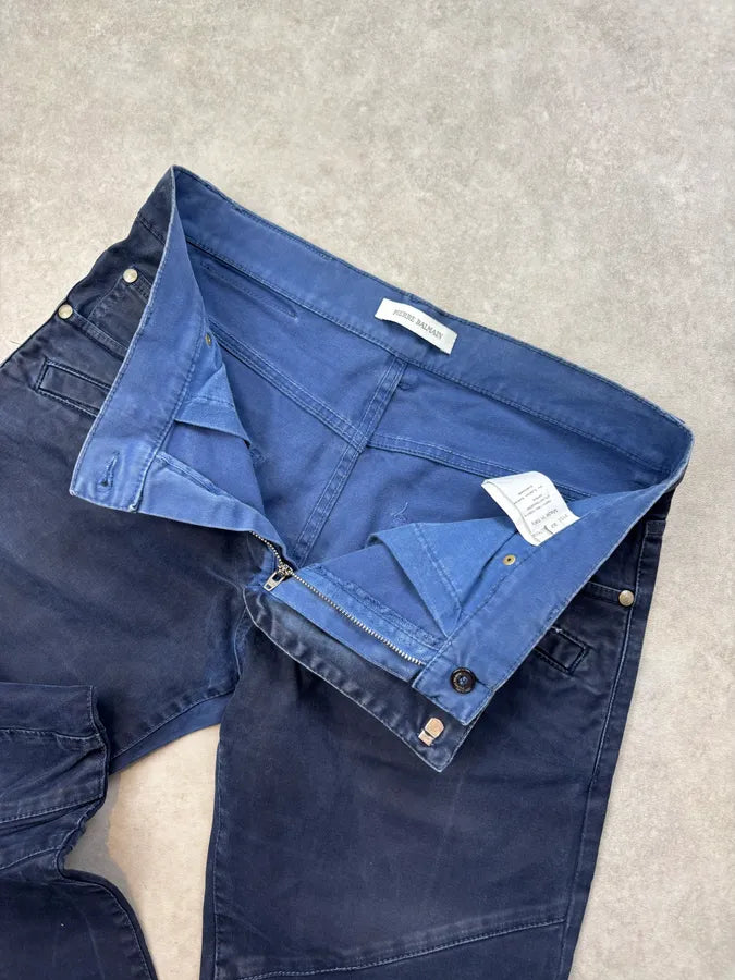 SS2013 Pierre Balmain Biker Navy Denim Jeans vtezWcg 8