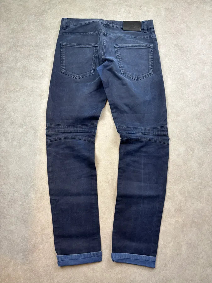 SS2013 Pierre Balmain Biker Navy Denim Jeans vtezWcg 5