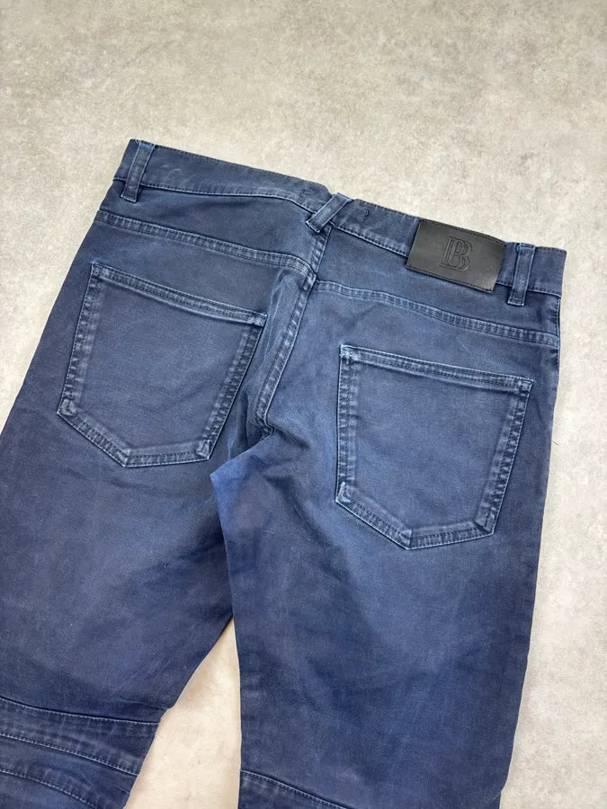 SS2013 Pierre Balmain Biker Navy Denim Jeans vtezWcg 6