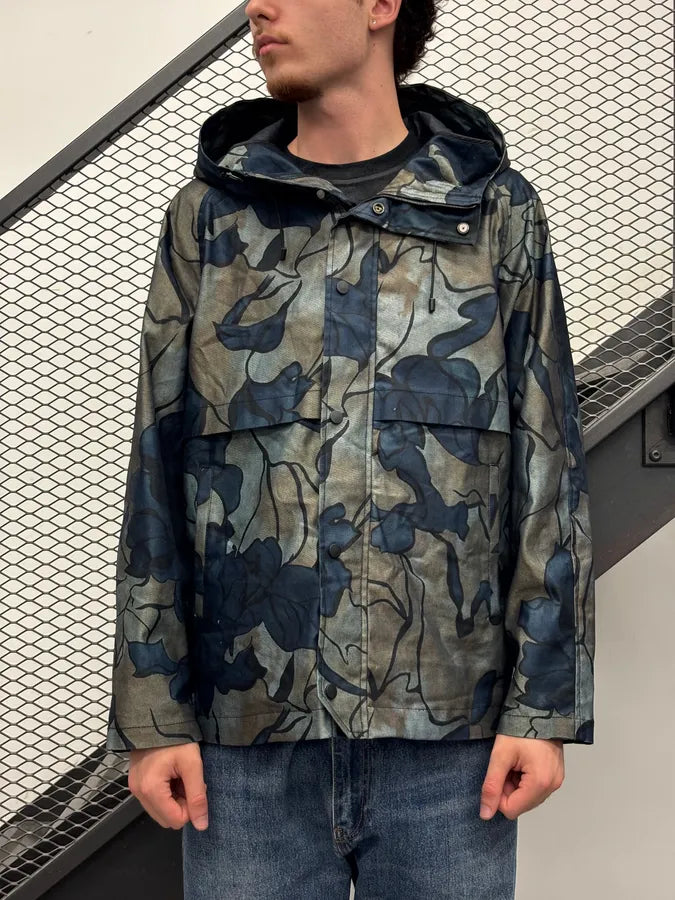 SS2016 Emporio Armani Navy Grey Denim Floral Denim Jacket gSGNMqH 0