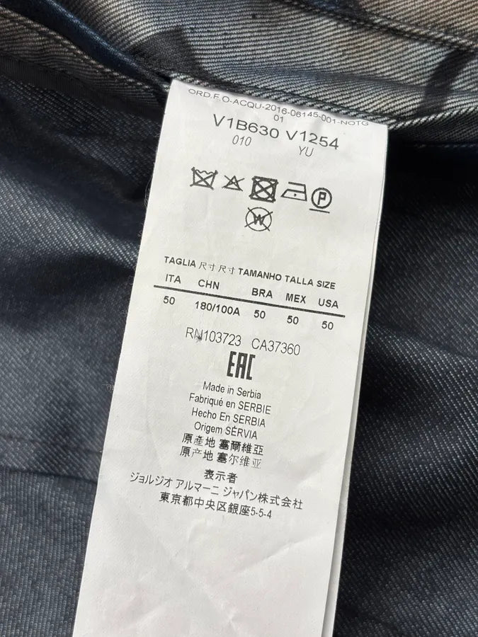SS2016 Emporio Armani Navy Grey Denim Floral Denim Jacket gSGNMqH 11