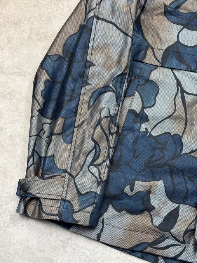 SS2016 Emporio Armani Navy Grey Denim Floral Denim Jacket gSGNMqH 8