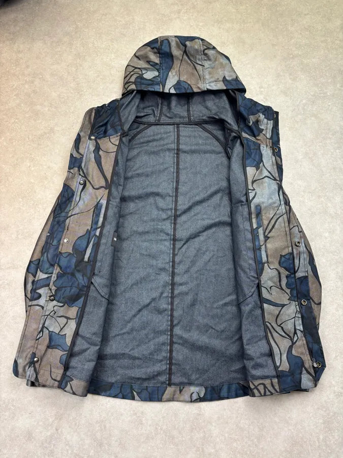 SS2016 Emporio Armani Navy Grey Denim Floral Denim Jacket gSGNMqH 6