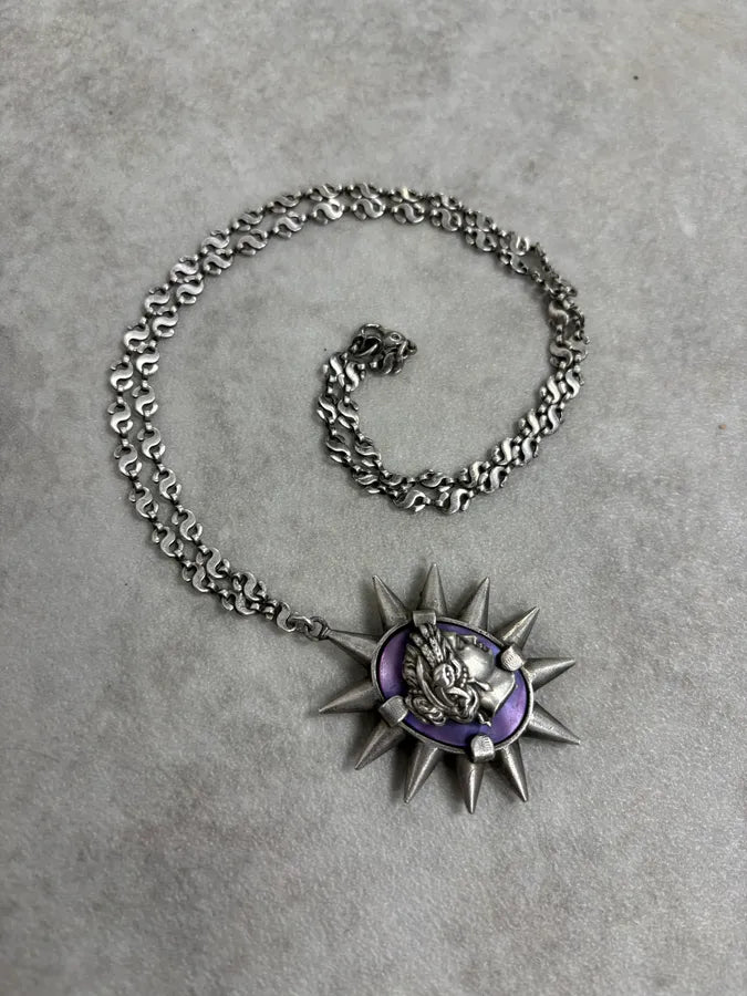 SS1992 Jean Paul Gaultier Purple Face Punk Pendant Chain rUBLoLr 3