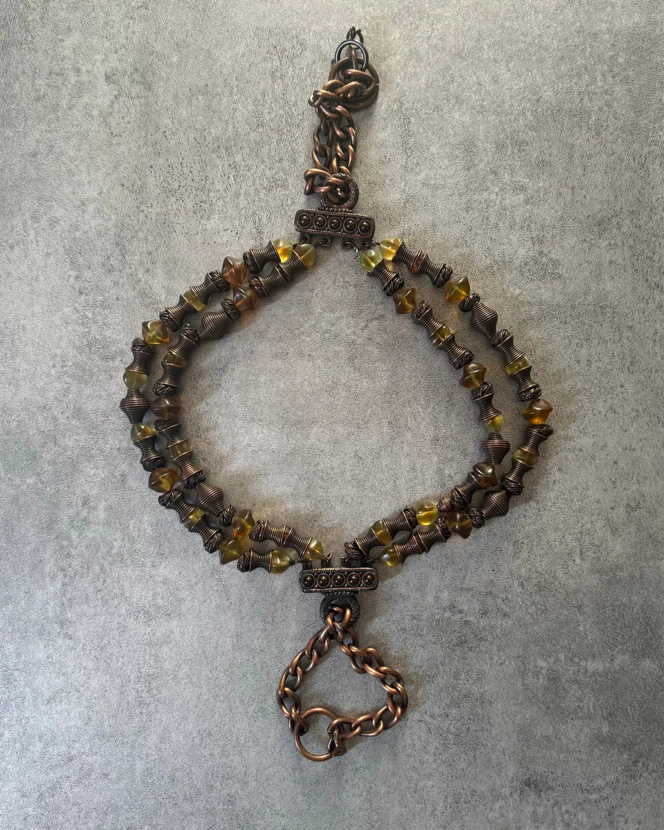 SS1994 Jean Paul Gaultier Masai Platinum Bronze & Amber Resin Necklace ltTfhjH 0