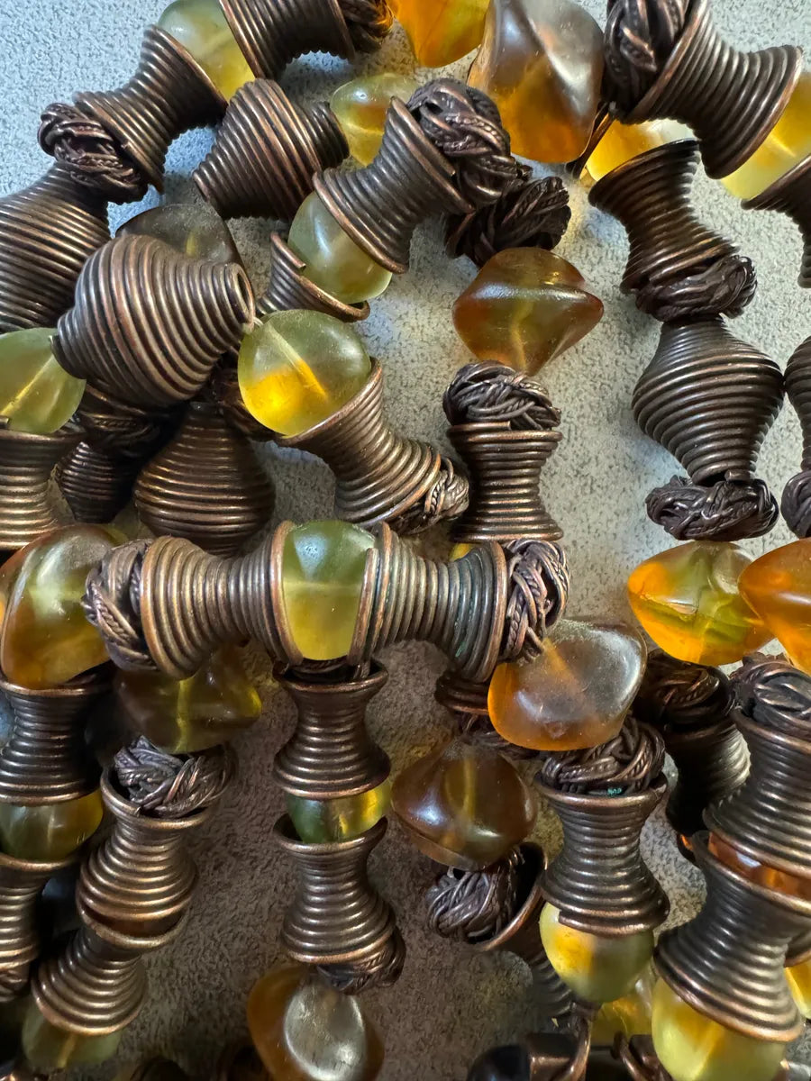 SS1994 Jean Paul Gaultier Masai Platinum Bronze & Amber Resin Necklace ltTfhjH 1