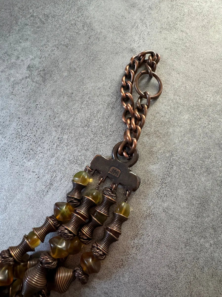 SS1994 Jean Paul Gaultier Masai Platinum Bronze & Amber Resin Necklace ltTfhjH 4