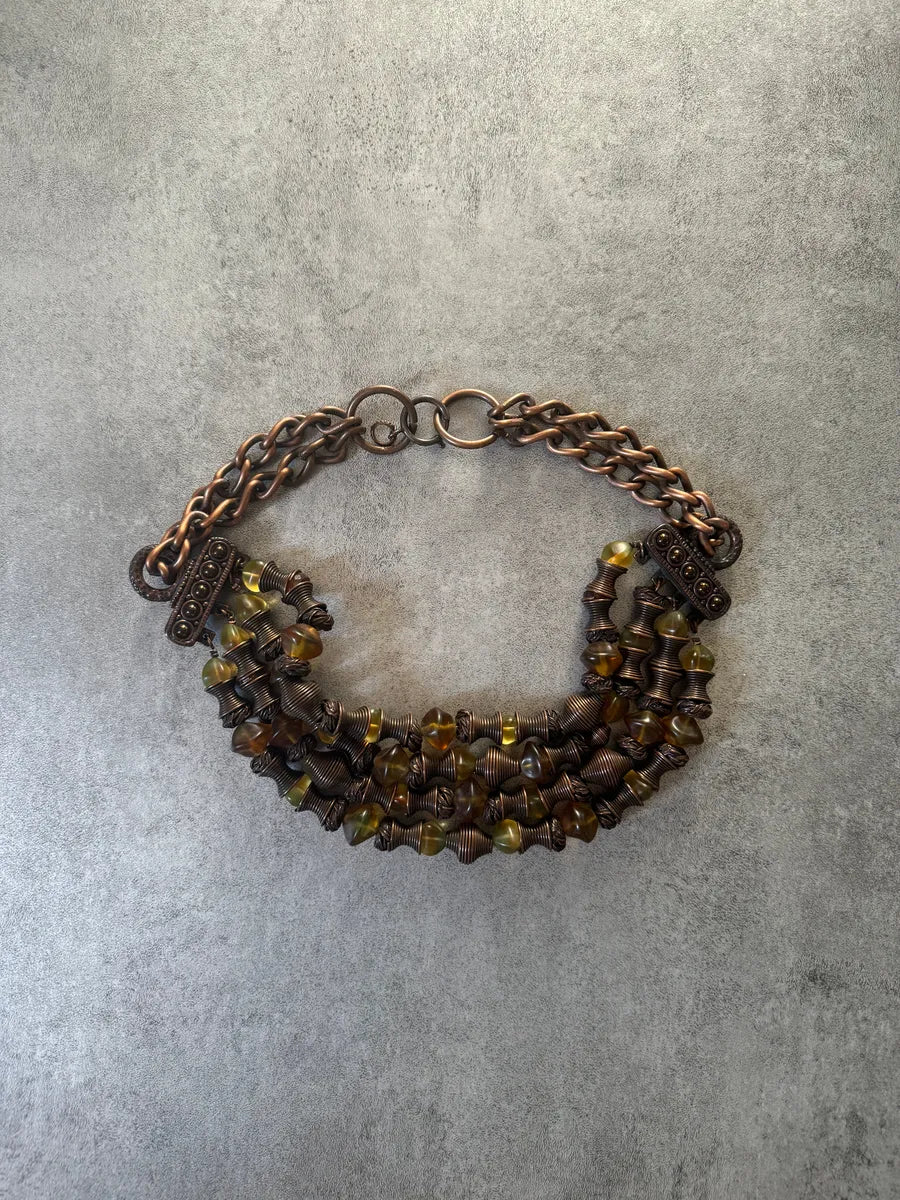 SS1994 Jean Paul Gaultier Masai Platinum Bronze & Amber Resin Necklace ltTfhjH 5