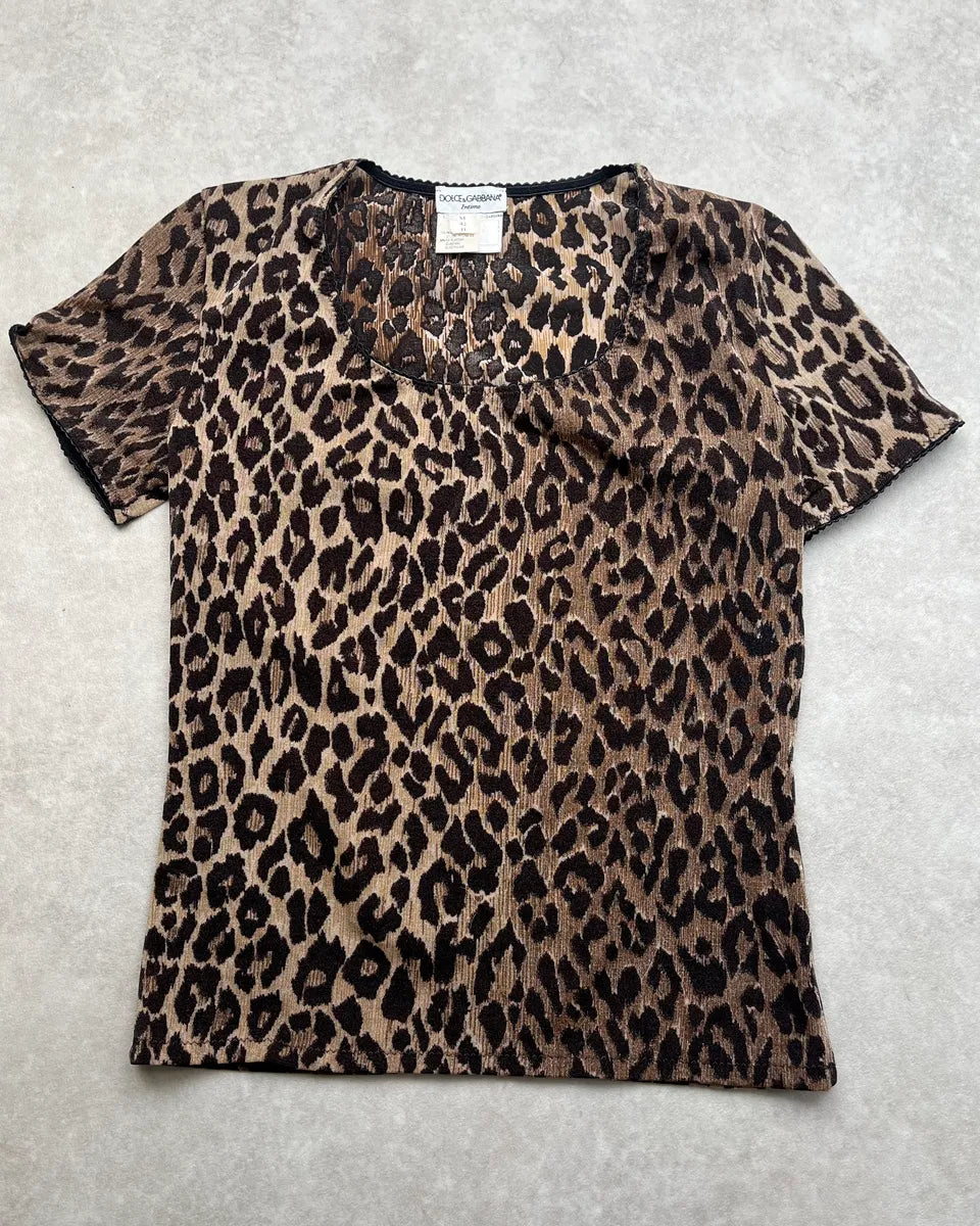SS1996 Dolce & Gabbana Brown Leopard Print T-Shirt YiLOAmX 0