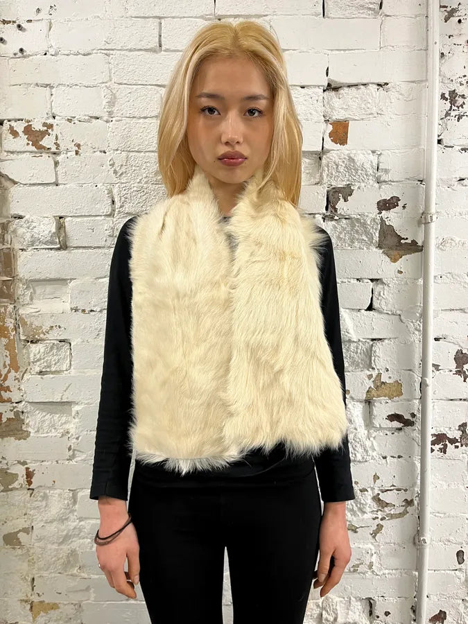 SS1996 Dolce & Gabbana White Fur Scarf With Leopard interior vEJFxge 0