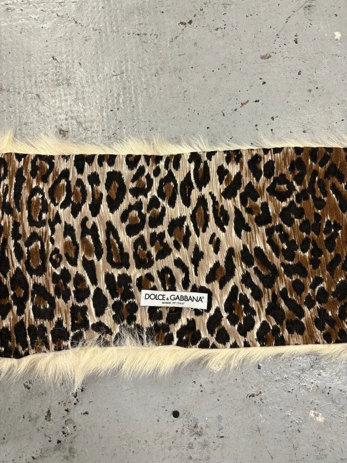 SS1996 Dolce & Gabbana White Fur Scarf With Leopard interior vEJFxge 5