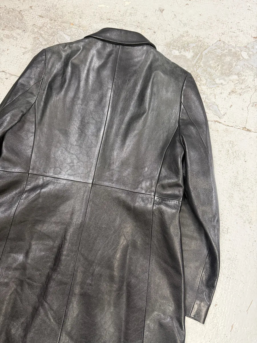 SS1998 Balenciaga Black Leather Trench Coat qvVorAs 10