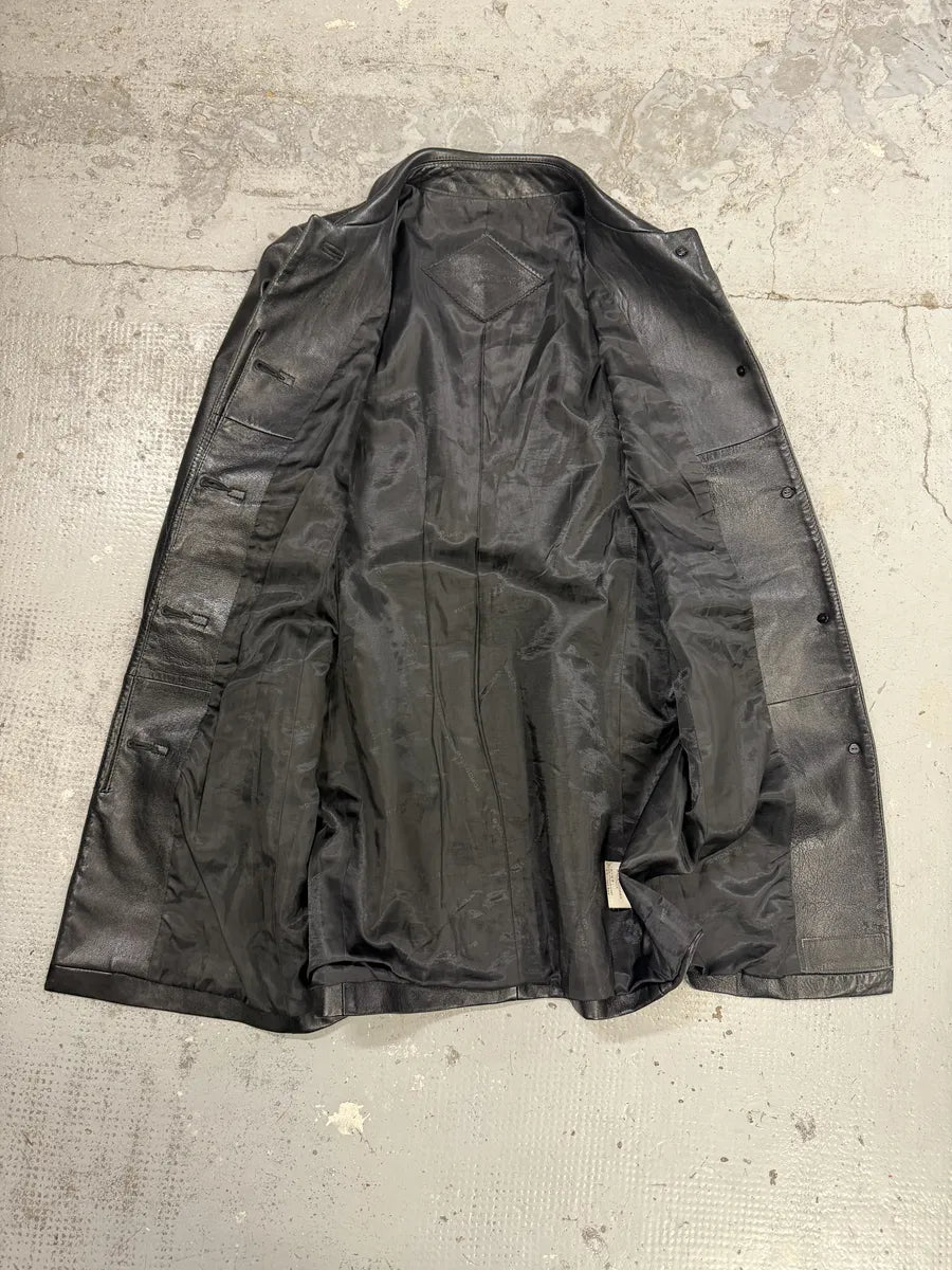 SS1998 Balenciaga Black Leather Trench Coat qvVorAs 4