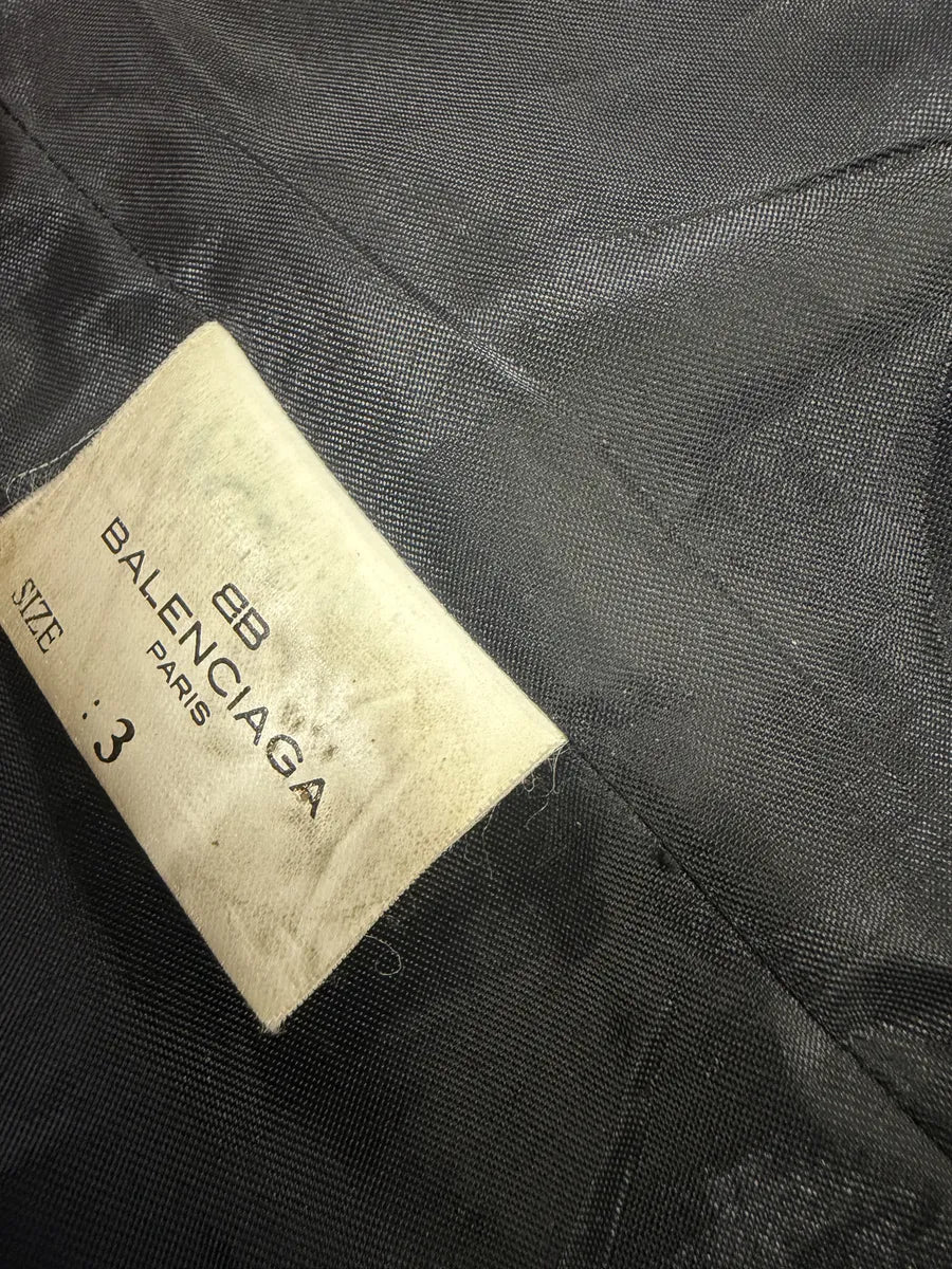 SS1998 Balenciaga Black Leather Trench Coat qvVorAs 7