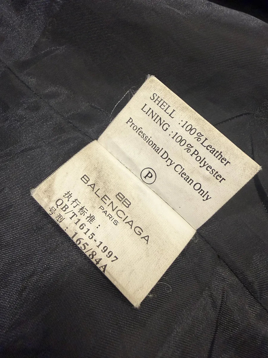 SS1998 Balenciaga Black Leather Trench Coat qvVorAs 8