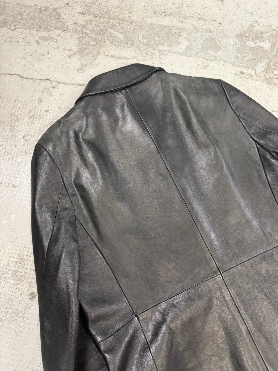 SS1998 Balenciaga Black Leather Trench Coat qvVorAs 9