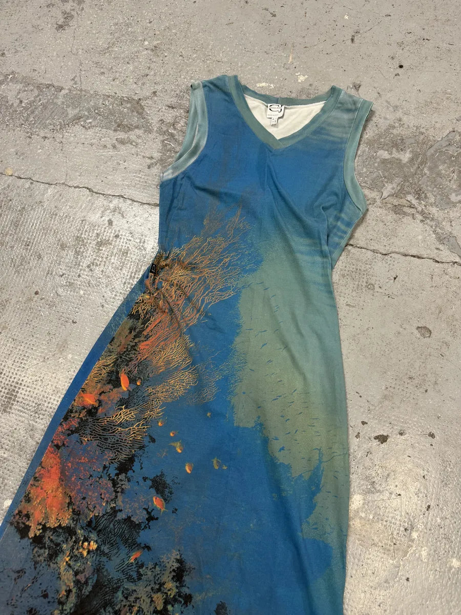 SS1998 Cavalli Blue Coral Ocean Dress ktBHGnS 3