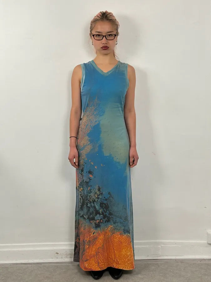 SS1998 Cavalli Blue Coral Ocean Dress ktBHGnS 1