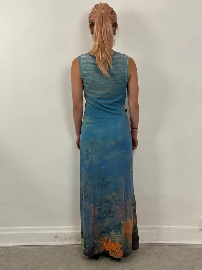 SS1998 Cavalli Blue Coral Ocean Dress – Dolce Vita Hub