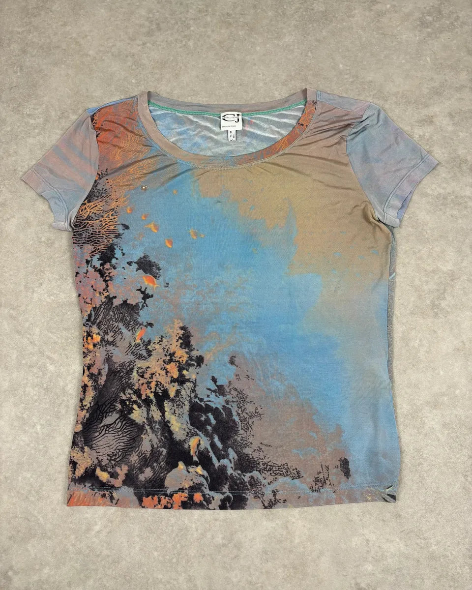 SS1998 Cavalli Ocean Dream Orange Blue T-Shirt eRYiYRe 0