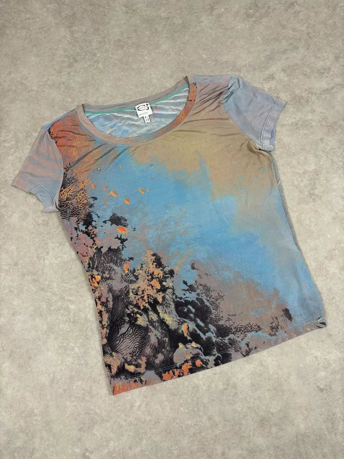 SS1998 Cavalli Ocean Dream Orange Blue T-Shirt eRYiYRe 3