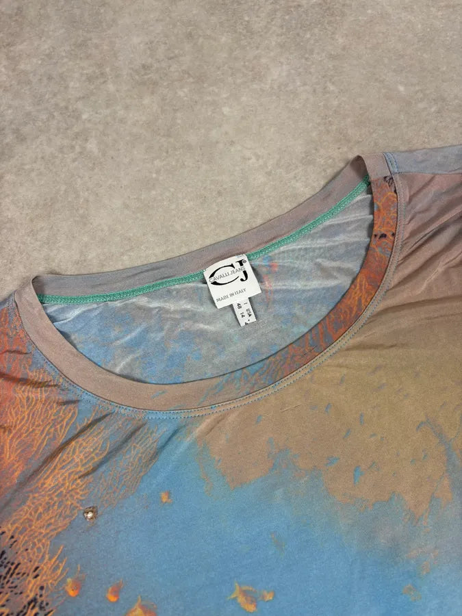 SS1998 Cavalli Ocean Dream Orange Blue T-Shirt eRYiYRe 4