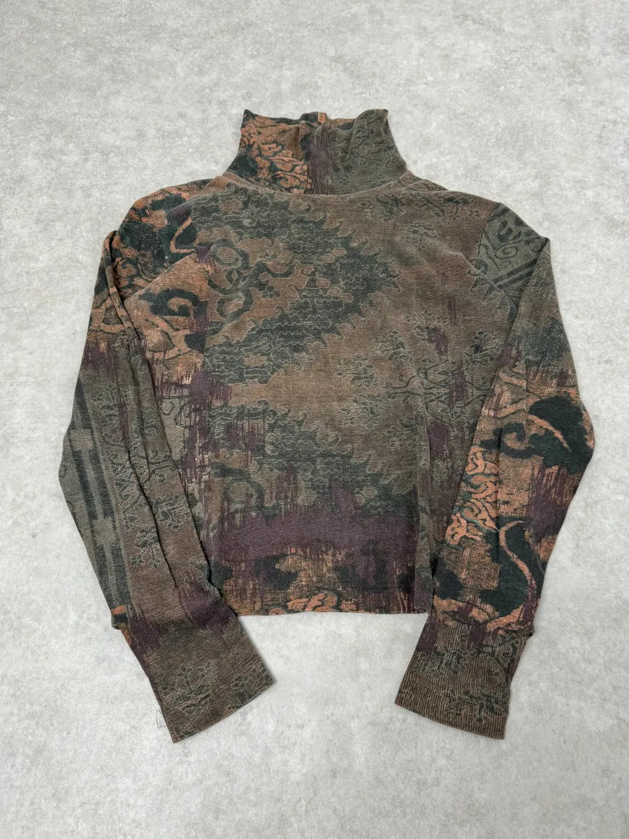 SS1998 Dries Van Noten Brown Abstract Turtleneck Longsleeves CEmrbWA 3