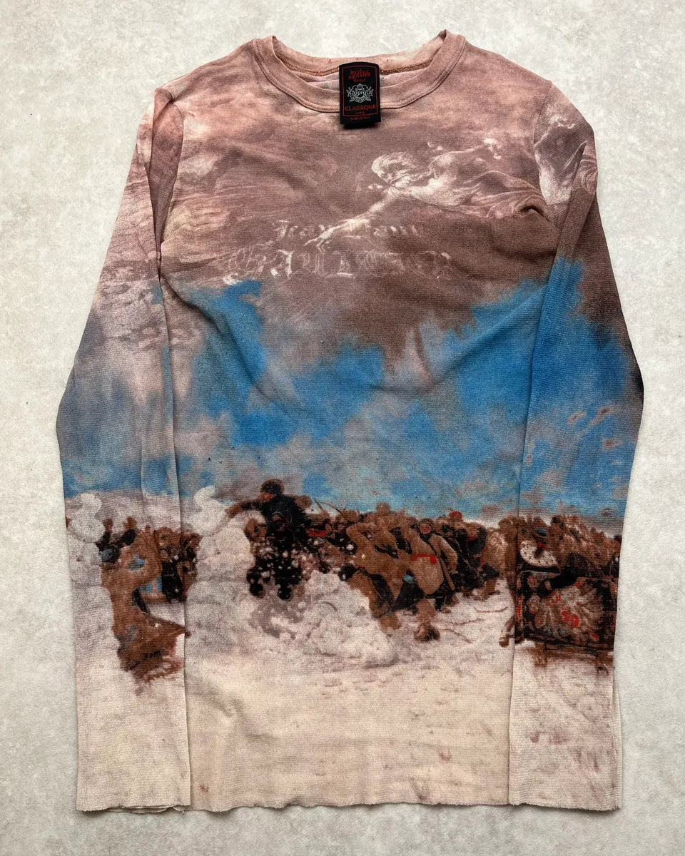 SS1998 Jean Paul Gaultier Landscape Brown Mesh Longsleeve eSmzGzG 0