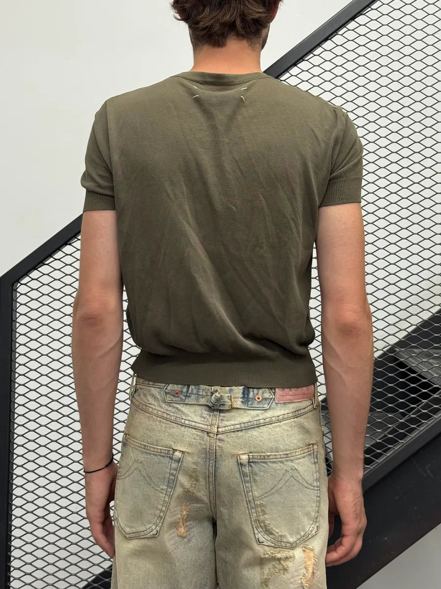 SS1998 Maison Martin Margiela Green Cropped Signature T-Shirt eKEaZzG 2