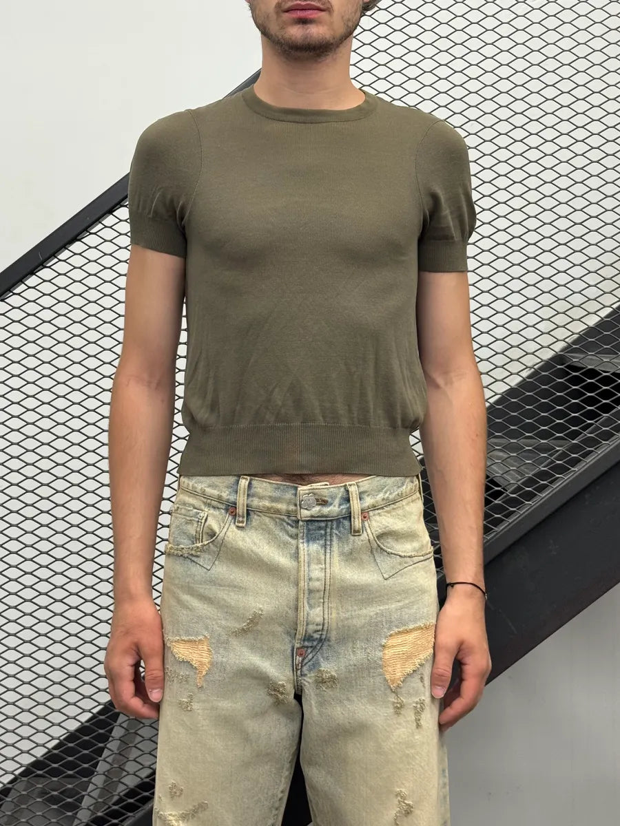 SS1998 Maison Martin Margiela Green Cropped Signature T-Shirt eKEaZzG 1