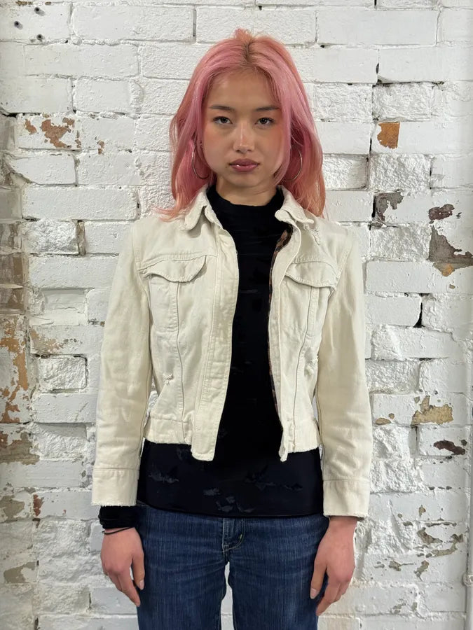 SS1999 Dolce & Gabbana Cream Light Denim Jacket anPDRad 1