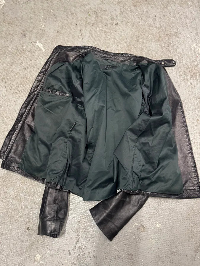 SS1999 Gucci Biker Black Leather Jacket (M/L) 12