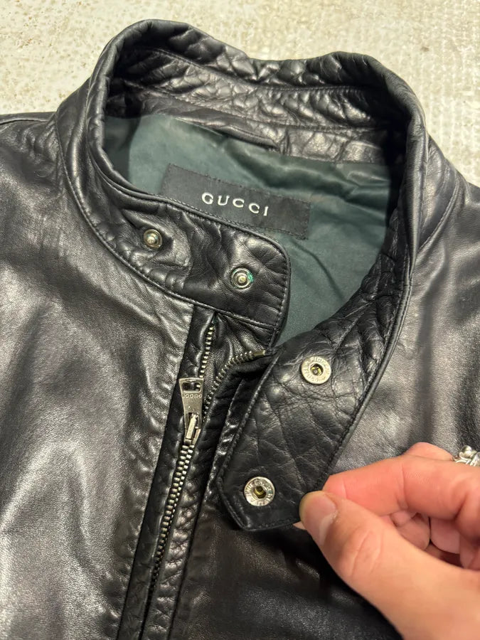 SS1999 Gucci Biker Black Leather Jacket (M/L) 5