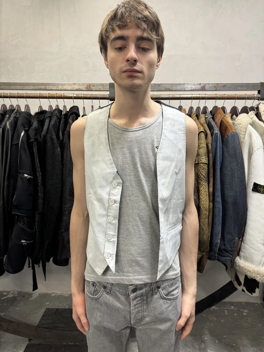 SS1999 Maison Martin Margiela H&M Re-Edition White Painted Vest XamzMDL 1