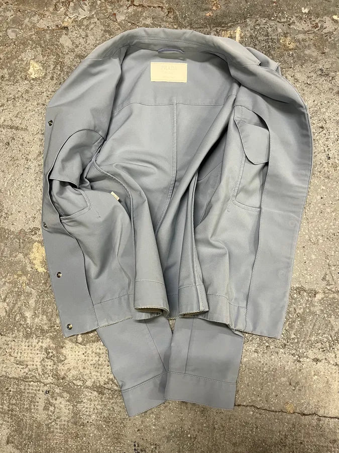 SS1999 Prada Baby Blue Buttoned Pure Jacket (M) WwOHFOe 3