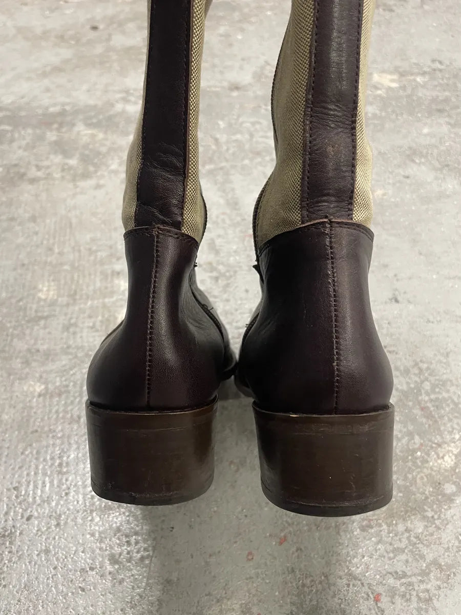 SS1999 Prada Beige Leather Brown Boots (40.5eu/us7.5) 3