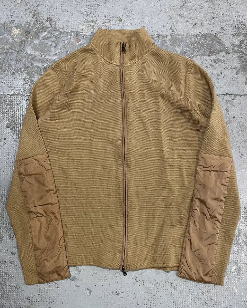 SS1999 Prada Beige Wool Elbow Patch Zip-Up Sweater WrVdZLG 0