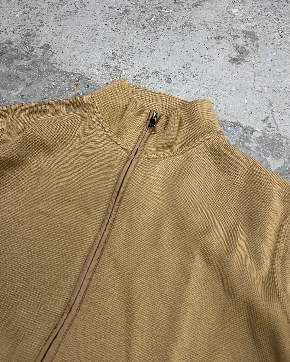 SS1999 Prada Beige Wool Elbow Patch Zip-Up Sweater WrVdZLG 4